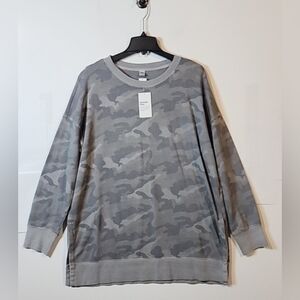Old Navy Tunic Camo Gray Sweatshirt NWT Size Large